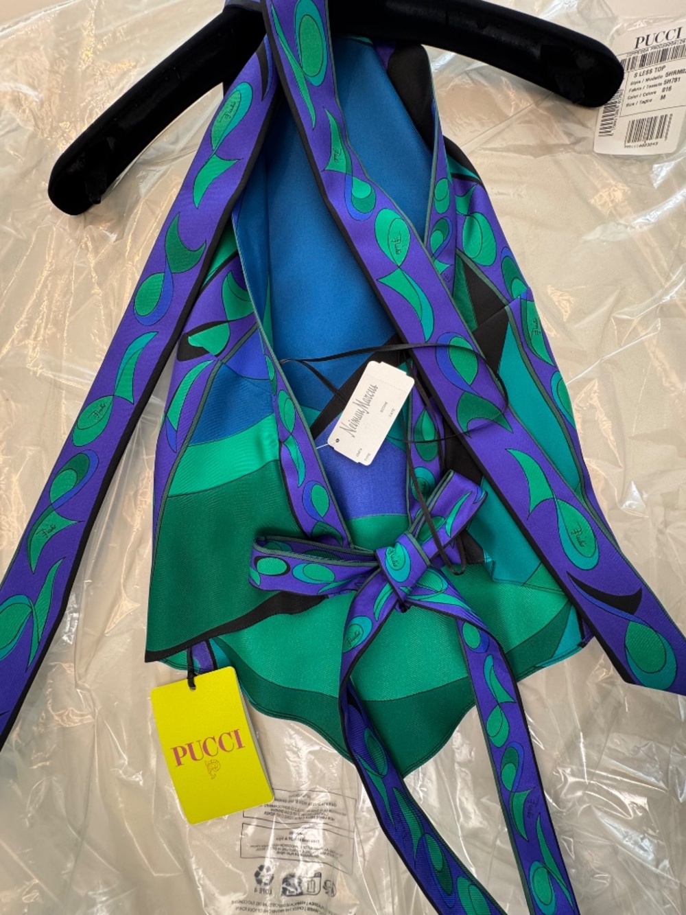 Emilio Pucci Pesci-Print Silk Twill Halter Scarf Top - SMERALDO - Picture 5 of 10